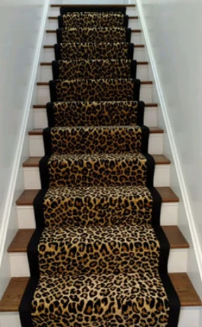 Carpet on stairs in tiger print